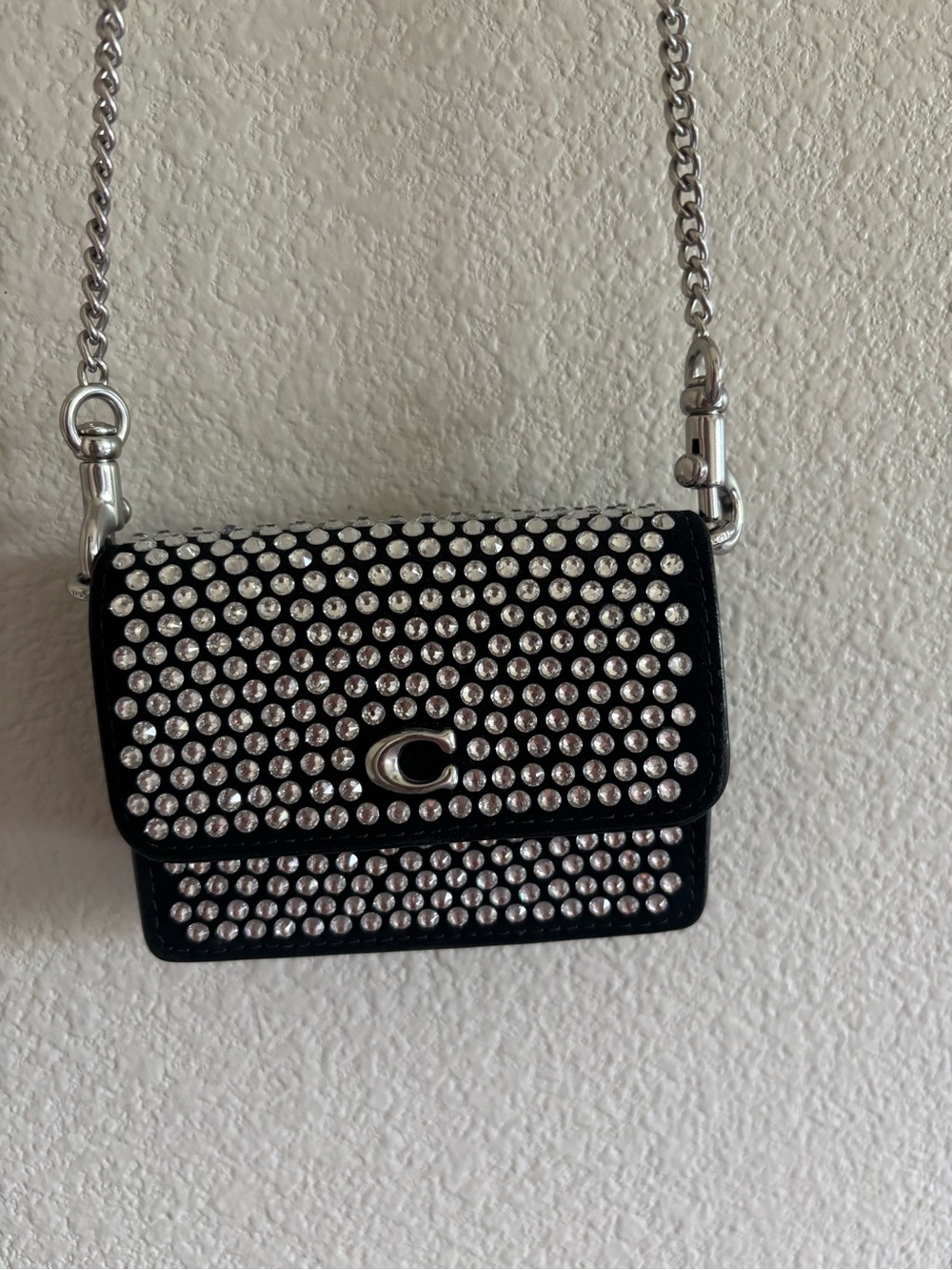 Coach Black Mini Shoulder Bag with Silver Studs